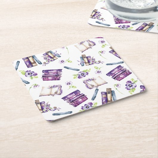 新しい章のシャワーのための本をテーマにした紙コースター スクエアペーパーコースター (アングル)