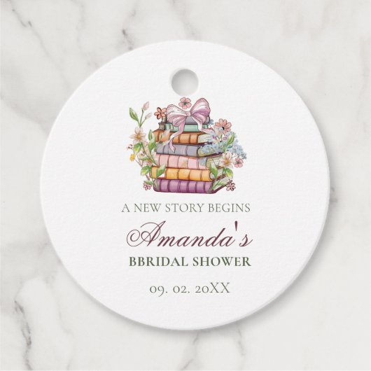 新しい章のストーリーブック ブライズシャワー フェイバータグ (正面)