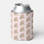 新しい章のピンクのリボンストライプ 缶クーラー (缶正面)