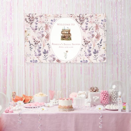 新しい章のブライダルシャワー ワイルドフラワー ウェルカムサイン 横断幕 (パーティー)