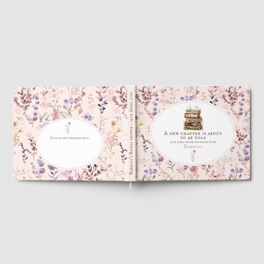 新しい章のブライダルシャワー 水彩画 野の花 ゲストブック (全面)