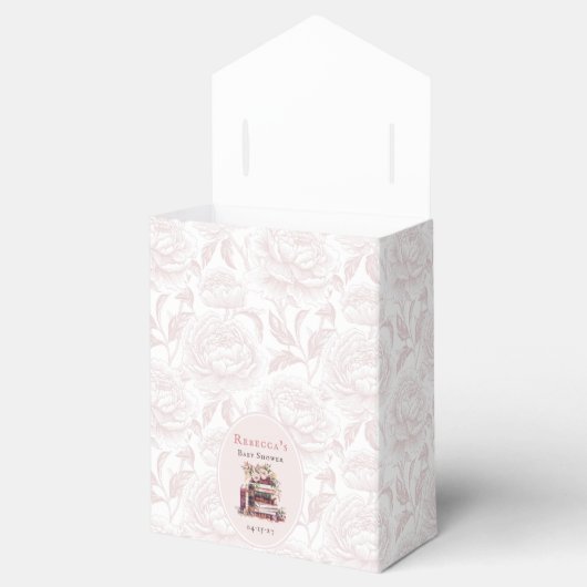 新しい章の古い本の赤ちゃんシャワー淡い色の赤面牡丹 フェイバーボックス (オープン)
