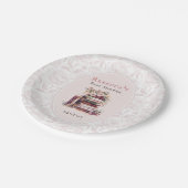 新しい章の古い本の赤ちゃんシャワー淡い色の赤面牡丹 ペーパープレート (アングル)