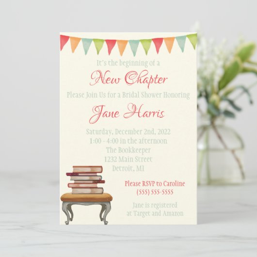 新しい章の始まりだブライダルシャワー  招待状 (スタンド正面)