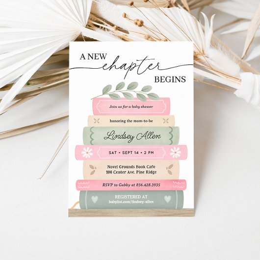新しい章の始まり ストーリーブックベイビーシャワー 招待状