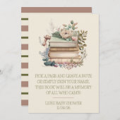 新しい章の始まり、ベイビーシャワーのゲストブックの詩 招待状 (正面/裏面)