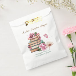 新しい章の始まり ロマンチックなブックテーマの花 フェイバーバッグ