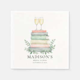 新しい章の本とプロセッコのブライズシャワー スタンダードカクテルナプキン