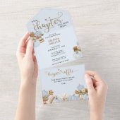 新しい章の本のテーマの男の子ベビーシャワー オールインワン招待状 (貼ってはがせる)