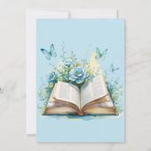 新しい章の青い少年 ブルンチの本のベイビーシャワー 招待状 (裏面)