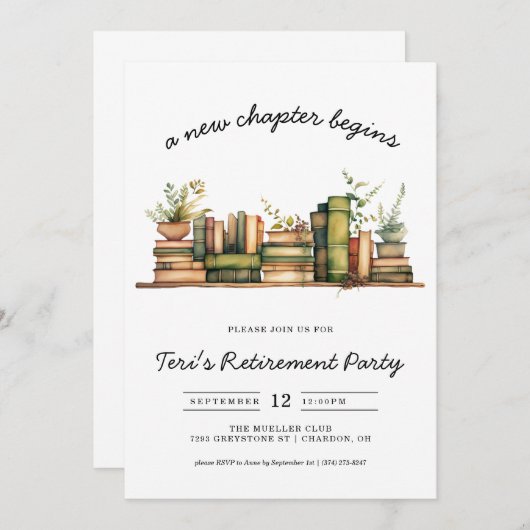 新しい章書籍隠退パーティー 招待状 (正面/裏面)