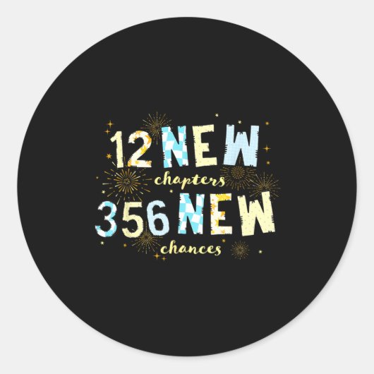 新しい章365の新しいチャンス ハッピーニューイヤー 家族 ラウンドシール (正面)