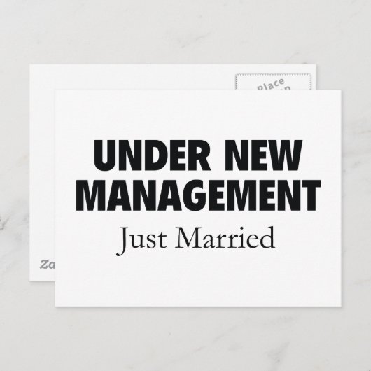 新しい管理たった今結婚しました。 案内ポストカード (正面/裏面)