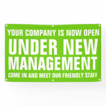 新しい管理ビジネスの看板グリーンバナー