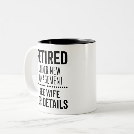 新しい管退職した理下で妻を参照詳細 ツートーンマグカップ (正面左)