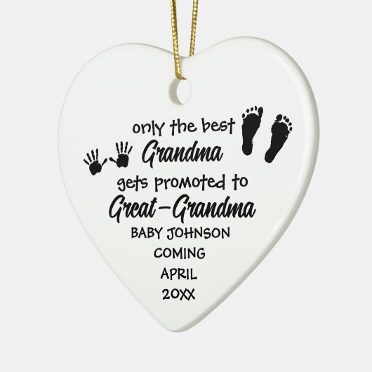 新しい素晴らしおばあちゃんカスタムギフト記念クリスマス セラミックオーナメント (左)