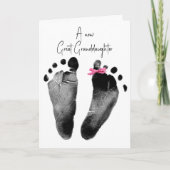 新しい素晴らし孫娘の足跡と弓 カード (正面)