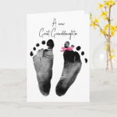 新しい素晴らし孫娘の足跡と弓 カード (黄色い花)