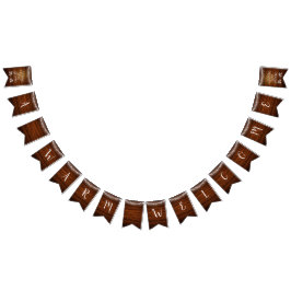 新しい素朴ホームウッドグレイン&フェアリーライトウェルカム バンティングフラッグ