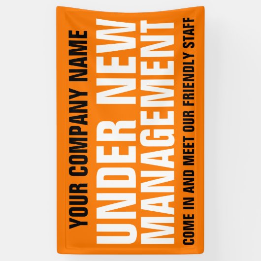 新しい経営ビジネスの看板オレンジ 横断幕 (縦)