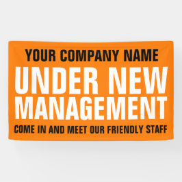 新しい経営ビジネスの看板オレンジ 横断幕
