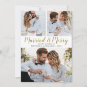 新しい結婚した写真メリーコラージュのクリスマス シーズンカード (正面)