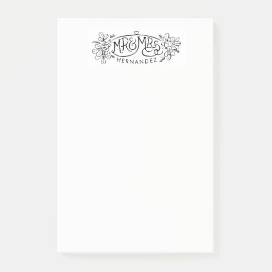 新しい結婚した装飾スケッチを投稿する ポストイット (正面)