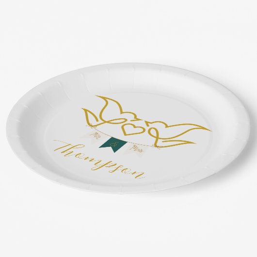 新しい結婚たった今結婚しました愛鳥 ペーパープレート (アングル)