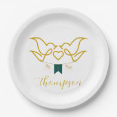 新しい結婚たった今結婚しました愛鳥 ペーパープレート (正面)