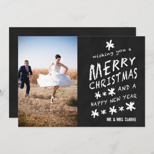 新しい結婚チャルクボード写真祝日グリーティングカード シーズンカード (正面/裏面)