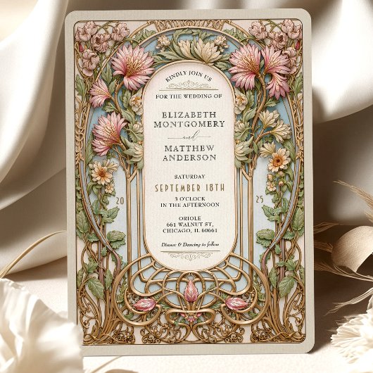 新しい結婚フローラアーフェイクチ金ゴールド 招待状