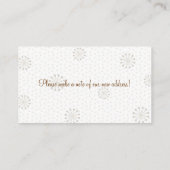 新しい結婚ホームアドレスの名刺の挿入 エンクロージャーカード (裏面)