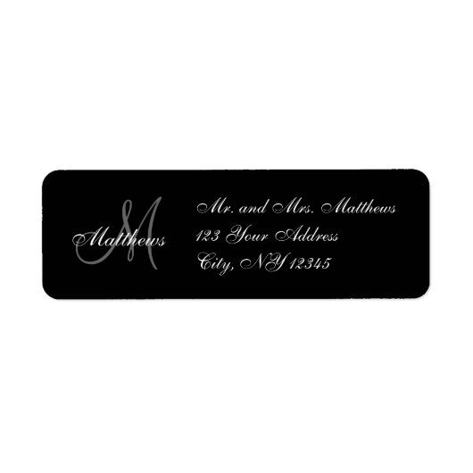 新しい結婚モノグラム差出人住所ラベル ラベル (正面)