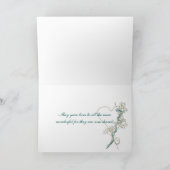 新しい結婚名前を持つ白いバラ カード (内部)