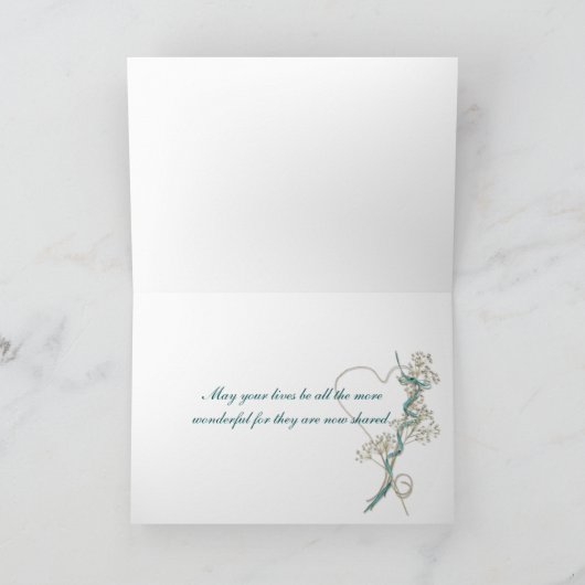 新しい結婚名前を持つ白いバラ カード (内部)