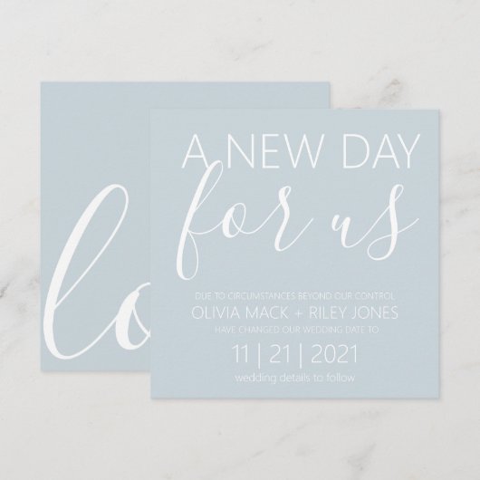 新しい結婚式の日 結婚延期のお知らせ 招待状 (正面/裏面)