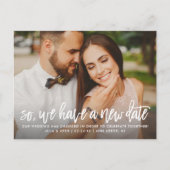 新しい結婚日付のブラシ付きスモダンクリプト写真 案内ポストカード (正面)