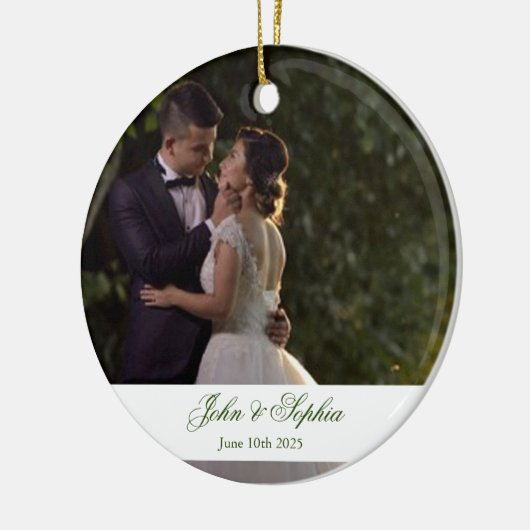 新しい結婚第1クリスマス写真セラミックオーナメント セラミックオーナメント (左)