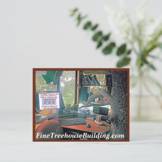 新しい緑のお手伝いツリーハウスはがき ポストカード (スタンド正面)