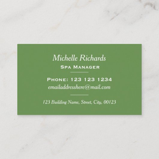 新しい緑の葉の輝きのスパ及び美しい 名刺 (裏面)