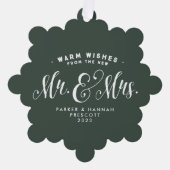 新しい緑エレガントの1枚の写真クリスマス オーナメントカード (正面)