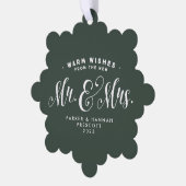 新しい緑エレガントの1枚の写真クリスマス オーナメントカード (左)