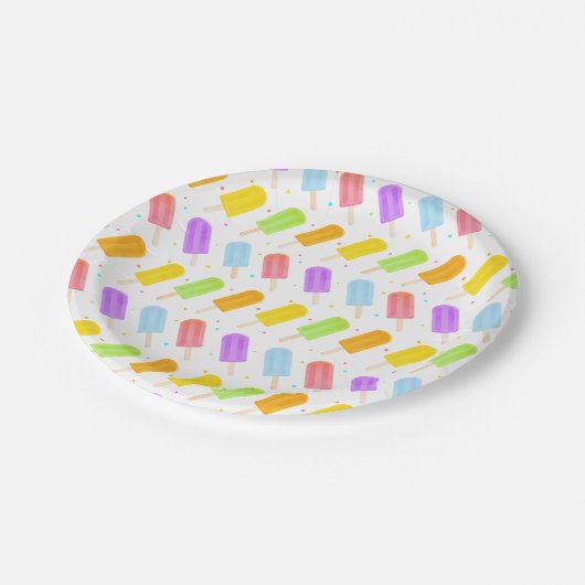 新しい美味しい夏の水の色のポップシクルのパターン ペーパープレート (アングル)