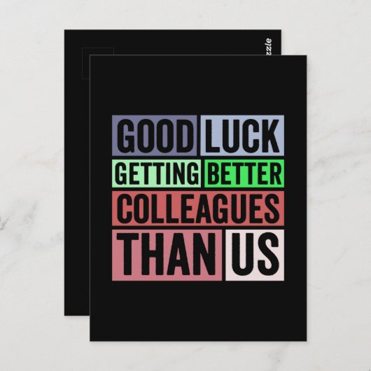 新しい職場での笑い | 同僚との別れ | うまくいきますように ポストカード (正面/裏面)