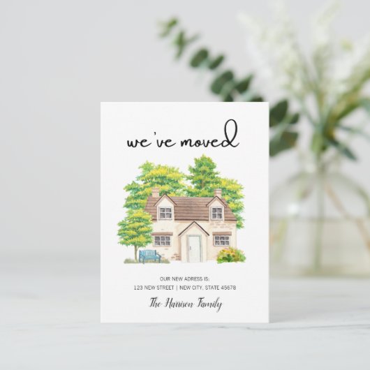 新しい自宅のお知らせを移しました ポストカード (スタンド正面)
