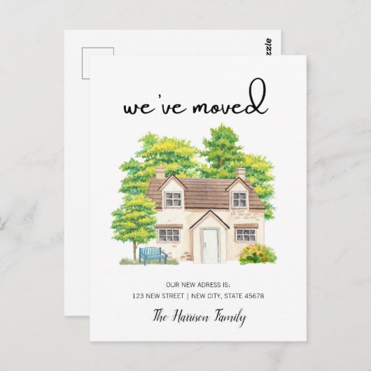 新しい自宅のお知らせを移しました ポストカード (正面/裏面)