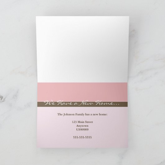 新しい自宅のグリーティングカードをお持ちです 案内状 (内部)