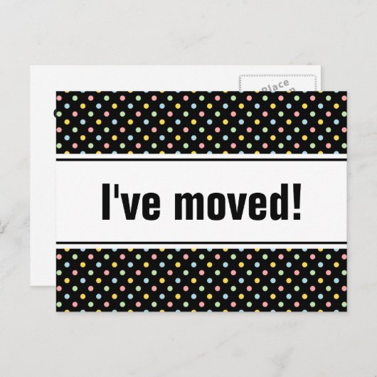 新しい自宅の引越しはがき | カラフル水玉模様 案内ポストカード (正面/裏面)