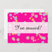 新しい自宅の引越しはがき | カラフル紙吹雪ドット 案内ポストカード (正面/裏面)
