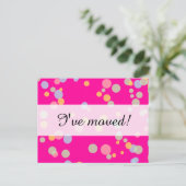 新しい自宅の引越しはがき | カラフル紙吹雪ドット 案内ポストカード (スタンド正面)